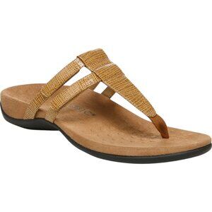 Vionic Elvia Adjustable Slip-on Orthotic Faux Leather Sandal - Toffee - 11